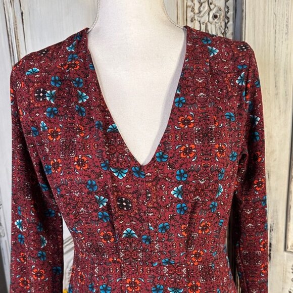 June & Hudson Dark Floral Empire Waist Long Sleeve Maxi Dress - Picture 5 of 14